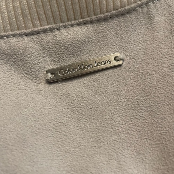 Calvin Klein cream leather and suede jacket. - Picture 2 of 14